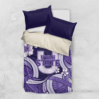 Utah State Polynesian Heritage Bedding Set Floral Tribal Pattern Tropical Flowers LT05 US Twin 172cm x 218cm Purple - Polynesian Pride