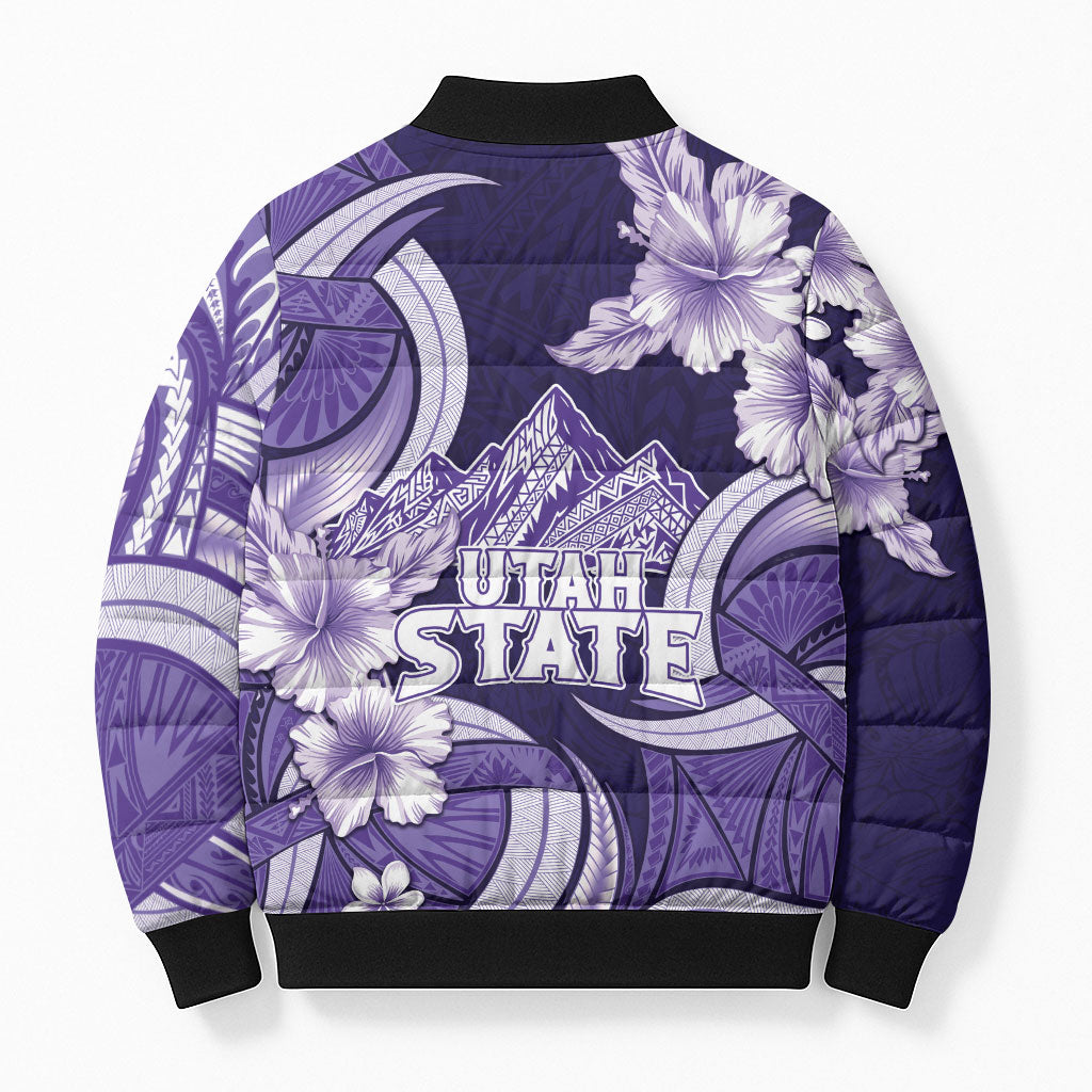 Utah State Polynesian Heritage Bomber Puffer Jacket Floral Tribal Pattern Tropical Flowers LT05 - Polynesian Pride
