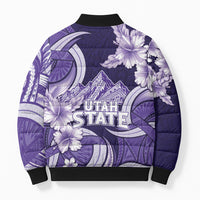 Utah State Polynesian Heritage Bomber Puffer Jacket Floral Tribal Pattern Tropical Flowers LT05 - Polynesian Pride