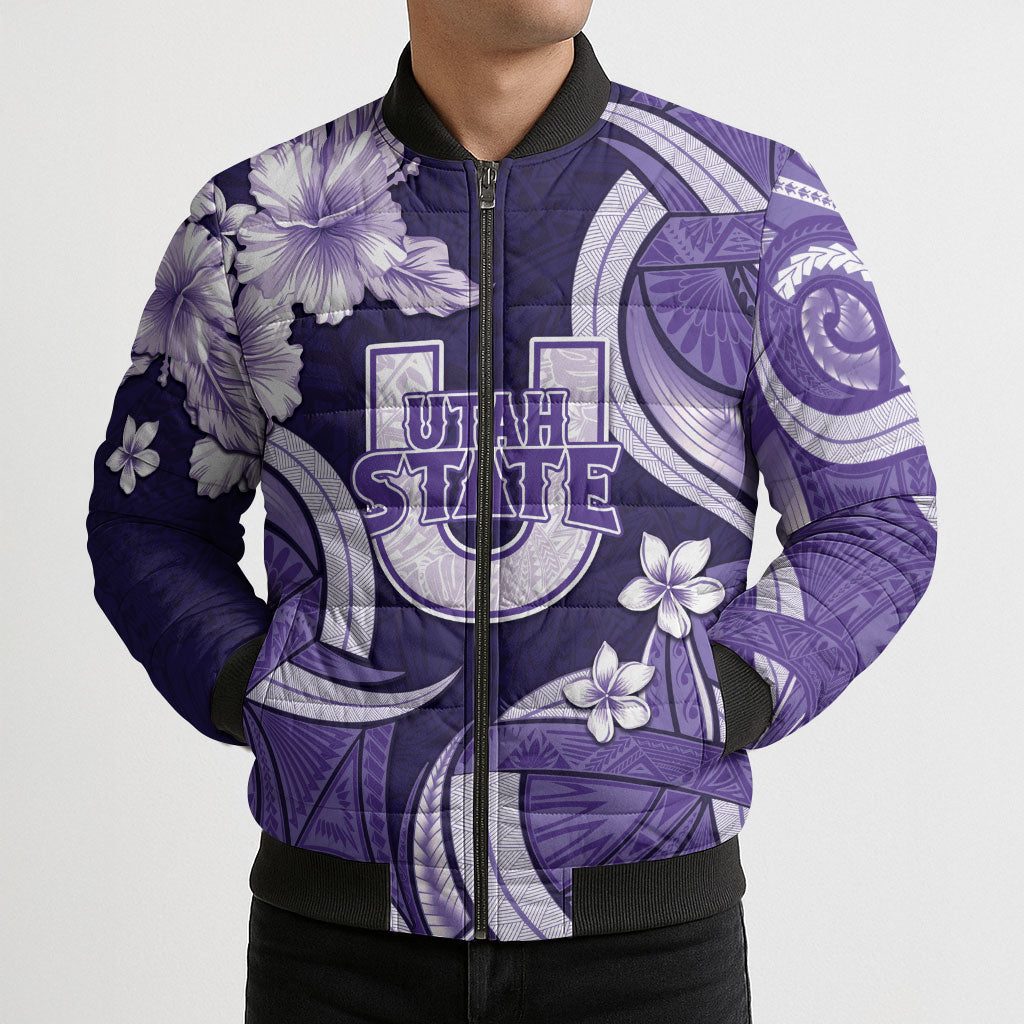 Utah State Polynesian Heritage Bomber Puffer Jacket Floral Tribal Pattern Tropical Flowers LT05 - Polynesian Pride