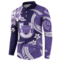 Utah State Polynesian Heritage Button Sweatshirt Floral Tribal Pattern Tropical Flowers LT05 - Polynesian Pride