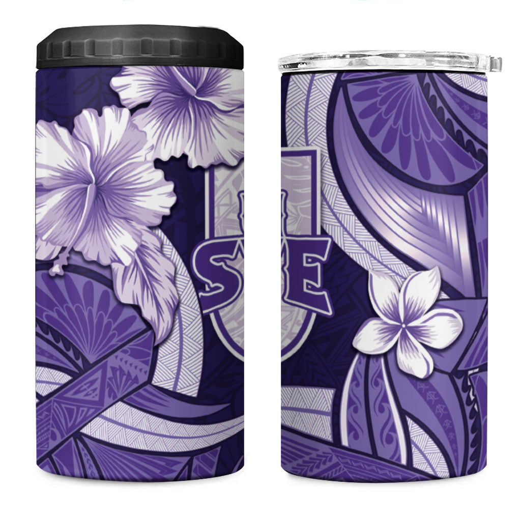 Utah State Polynesian Heritage 4 in 1 Can Cooler Tumbler Floral Tribal Pattern Tropical Flowers LT05 One Size: 16 oz Purple - Polynesian Pride