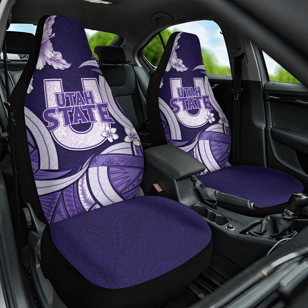 Utah State Polynesian Heritage Car Seat Cover Floral Tribal Pattern Tropical Flowers LT05 One Size Purple - Polynesian Pride