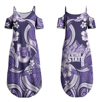 Utah State Polynesian Heritage Couples Matching Summer Maxi Dress and Hawaiian Shirt Floral Tribal Pattern Tropical Flowers LT05 - Polynesian Pride