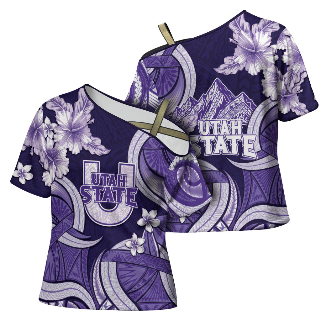Utah State Polynesian Heritage Cross Shoulder Shirt Floral Tribal Pattern Tropical Flowers LT05 - Polynesian Pride