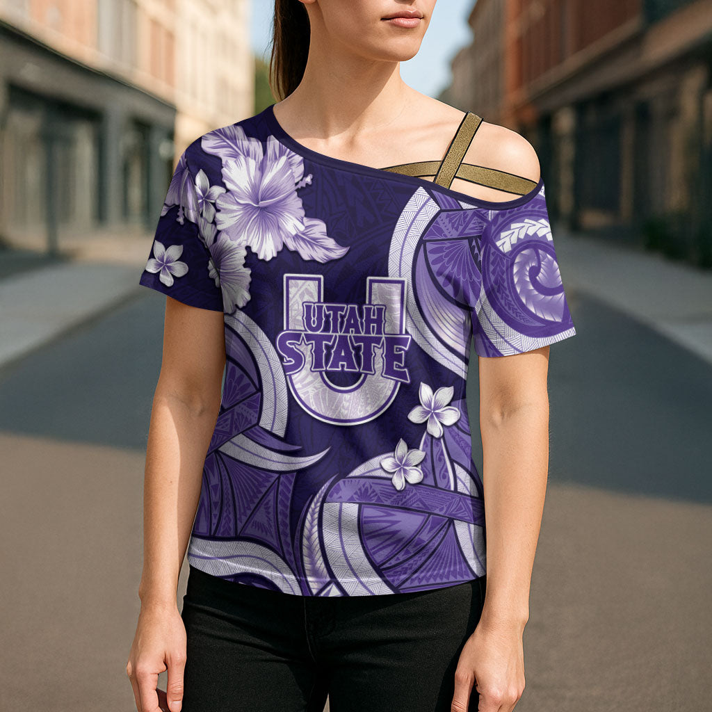 Utah State Polynesian Heritage Cross Shoulder Shirt Floral Tribal Pattern Tropical Flowers LT05 - Polynesian Pride