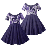 Utah State Polynesian Heritage Family Matching Tank Maxi Dress and Hawaiian Shirt Floral Tribal Pattern Tropical Flowers LT05 Daughter's Dress Purple - Polynesian Pride