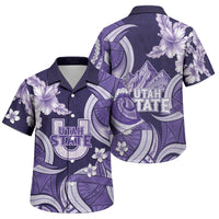 Utah State Polynesian Heritage Family Matching Tank Maxi Dress and Hawaiian Shirt Floral Tribal Pattern Tropical Flowers LT05 Son's Shirt Purple - Polynesian Pride