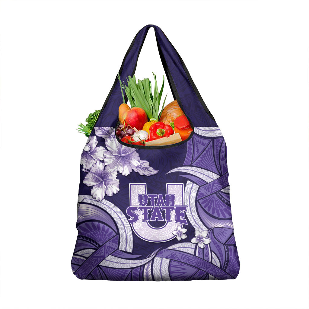 Utah State Polynesian Heritage Grocery Bag Floral Tribal Pattern Tropical Flowers