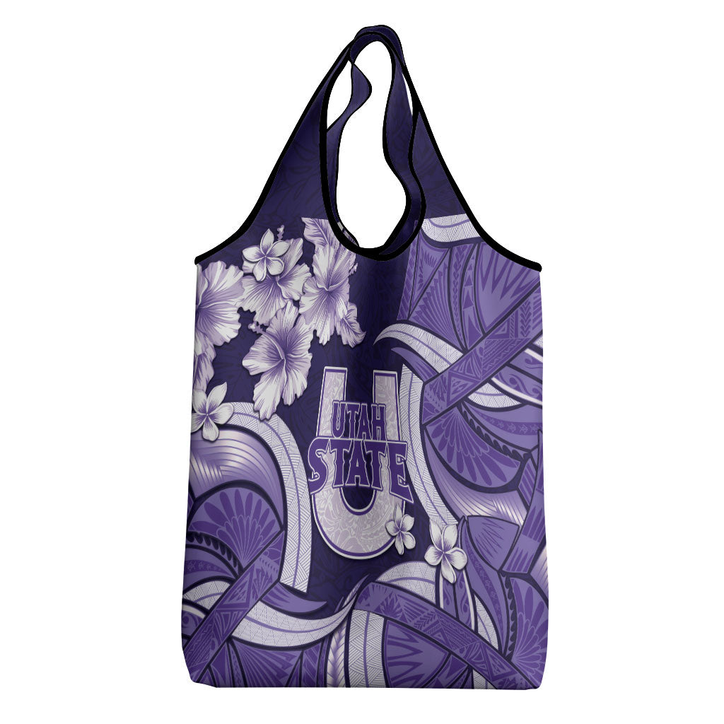 Utah State Polynesian Heritage Grocery Bag Floral Tribal Pattern Tropical Flowers
