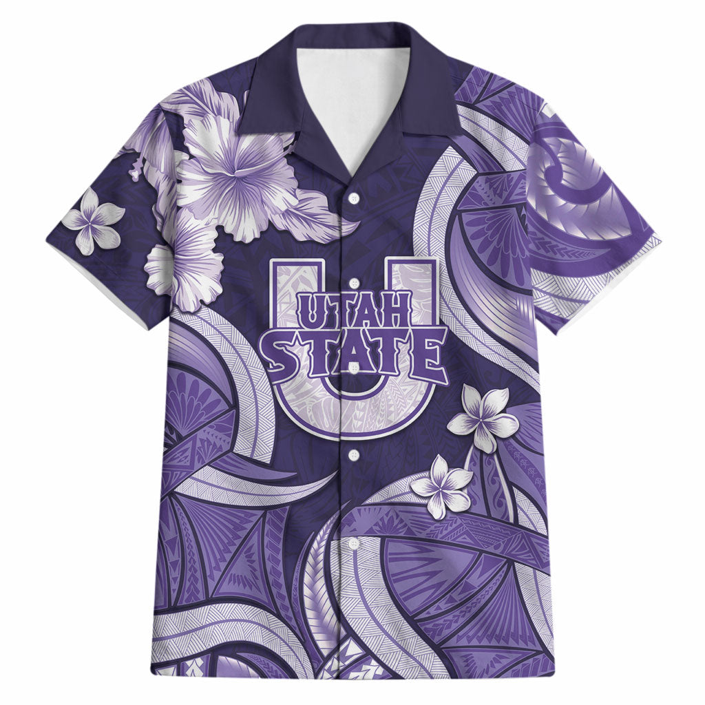 Utah State Polynesian Heritage Hawaiian Shirt Floral Tribal Pattern Tropical Flowers LT05 Purple - Polynesian Pride
