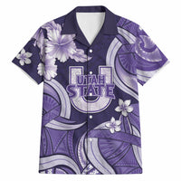 Utah State Polynesian Heritage Hawaiian Shirt Floral Tribal Pattern Tropical Flowers LT05 Purple - Polynesian Pride