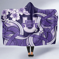 Utah State Polynesian Heritage Hooded Blanket Floral Tribal Pattern Tropical Flowers LT05 One Size Purple - Polynesian Pride