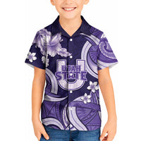 Utah State Polynesian Heritage Kid Hawaiian Shirt Floral Tribal Pattern Tropical Flowers LT05 Kid Purple - Polynesian Pride