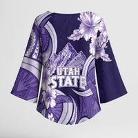 Utah State Polynesian Heritage Kimono Sleeve Blouse Floral Tribal Pattern Tropical Flowers LT05 - Polynesian Pride
