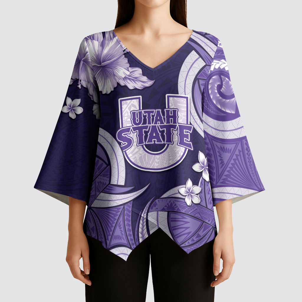 Utah State Polynesian Heritage Kimono Sleeve Blouse Floral Tribal Pattern Tropical Flowers LT05 - Polynesian Pride