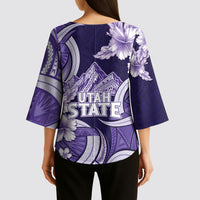 Utah State Polynesian Heritage Kimono Sleeve Blouse Floral Tribal Pattern Tropical Flowers LT05 - Polynesian Pride