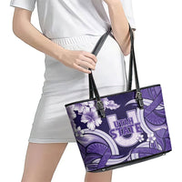 Utah State Polynesian Heritage Leather Tote Bag Floral Tribal Pattern Tropical Flowers