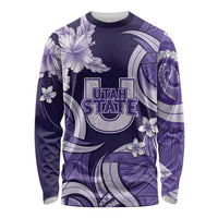Utah State Polynesian Heritage Long Sleeve Shirt Floral Tribal Pattern Tropical Flowers LT05 Unisex Purple - Polynesian Pride