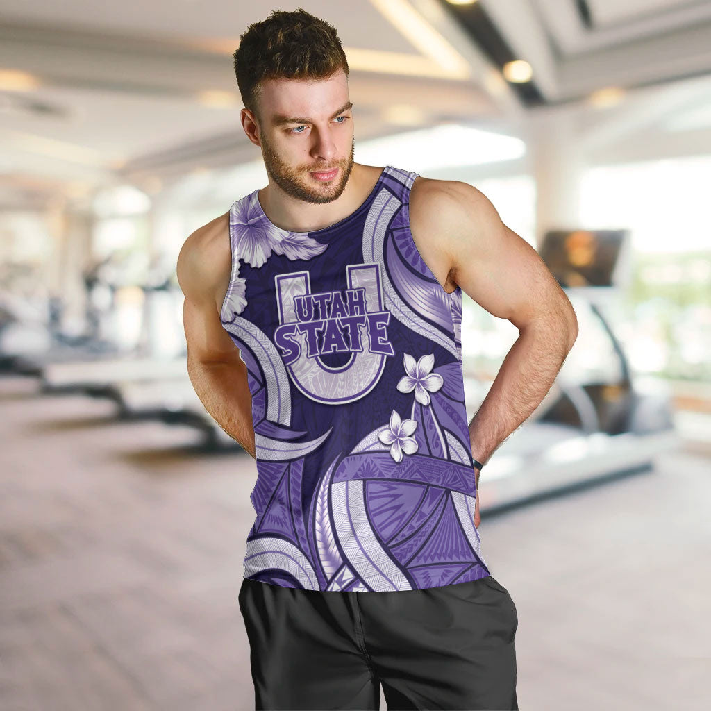 Utah State Polynesian Heritage Men Tank Top Floral Tribal Pattern Tropical Flowers LT05 Purple - Polynesian Pride