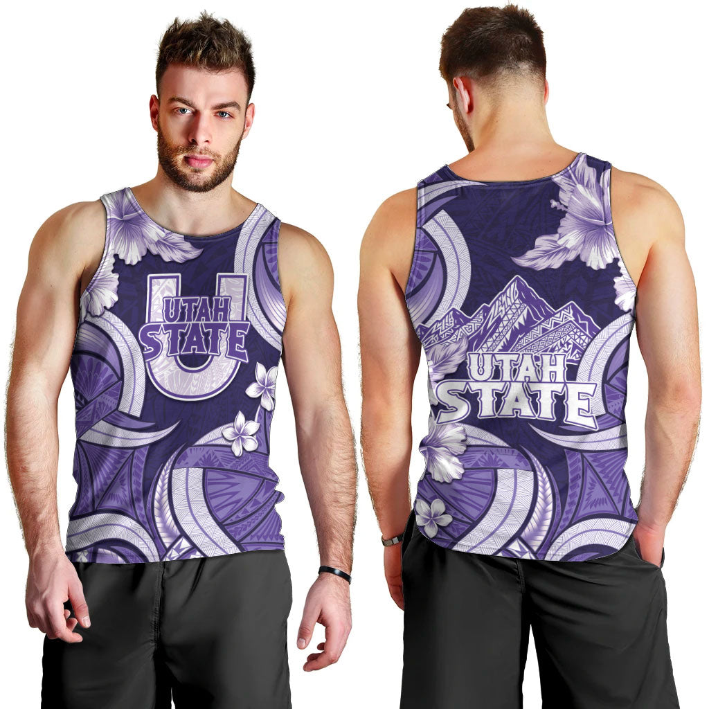 Utah State Polynesian Heritage Men Tank Top Floral Tribal Pattern Tropical Flowers LT05 - Polynesian Pride