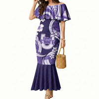 Utah State Polynesian Heritage Mermaid Dress Floral Tribal Pattern Tropical Flowers LT05 Women Purple - Polynesian Pride