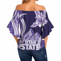 Utah State Polynesian Heritage Off Shoulder Wrap Waist Top Floral Tribal Pattern Tropical Flowers LT05 - Polynesian Pride