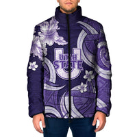 Utah State Polynesian Heritage Padded Jacket Floral Tribal Pattern Tropical Flowers LT05 Men Purple - Polynesian Pride