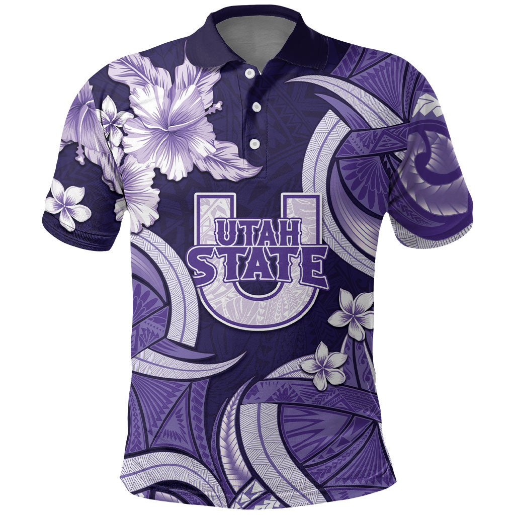 Utah State Polynesian Heritage Polo Shirt Floral Tribal Pattern Tropical Flowers LT05 Purple - Polynesian Pride