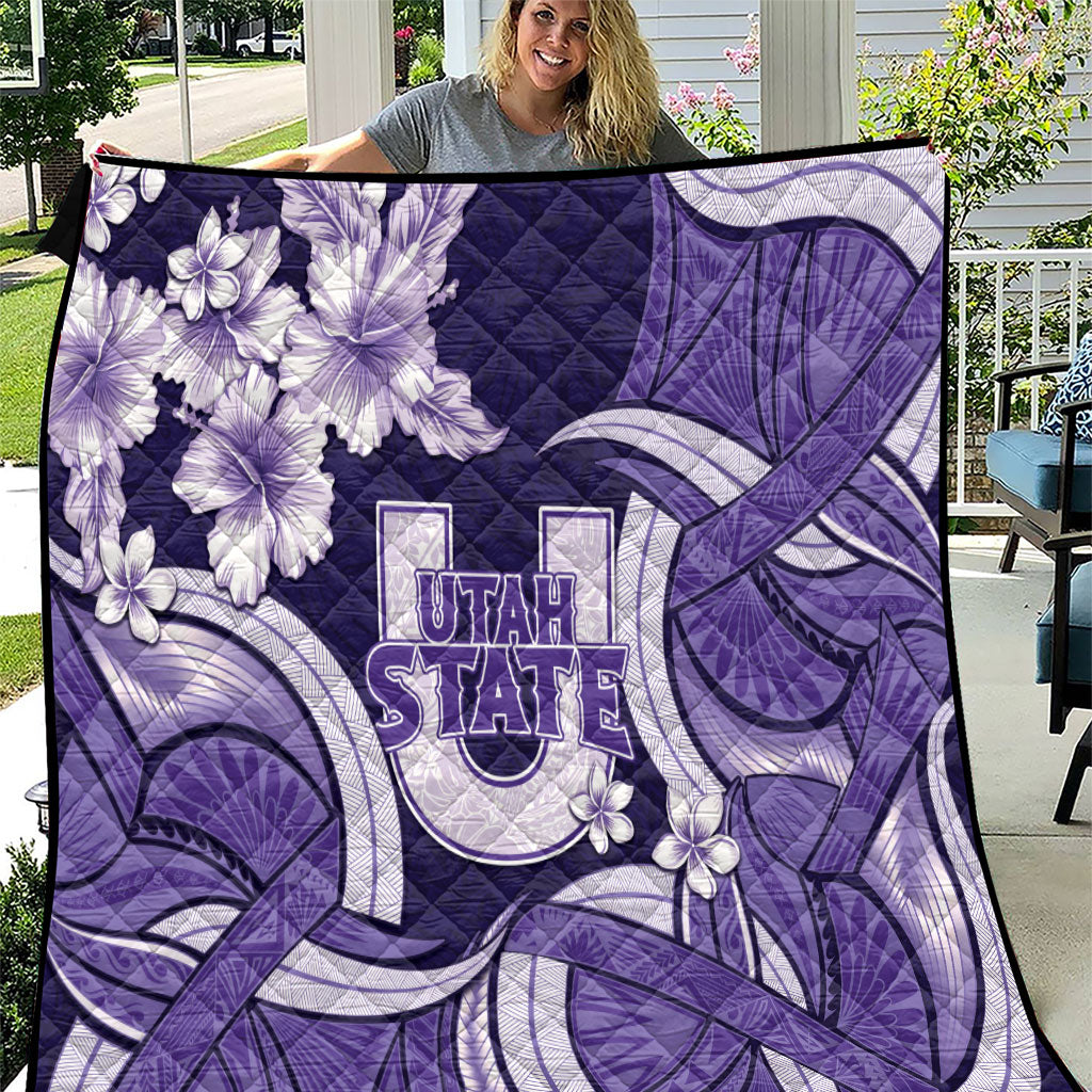 Utah State Polynesian Heritage Quilt Floral Tribal Pattern Tropical Flowers LT05 Purple - Polynesian Pride