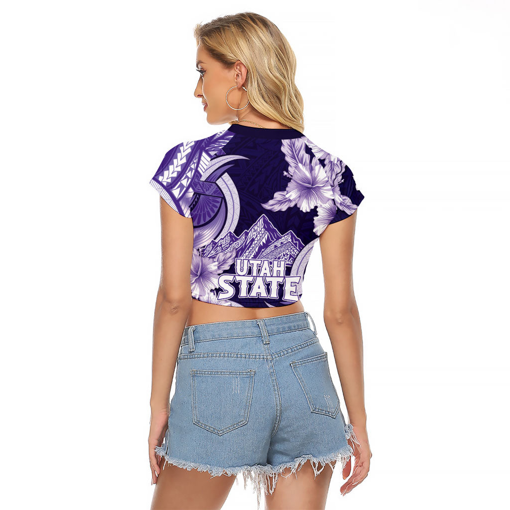 Utah State Polynesian Heritage Raglan Cropped T Shirt Floral Tribal Pattern Tropical Flowers LT05 - Polynesian Pride