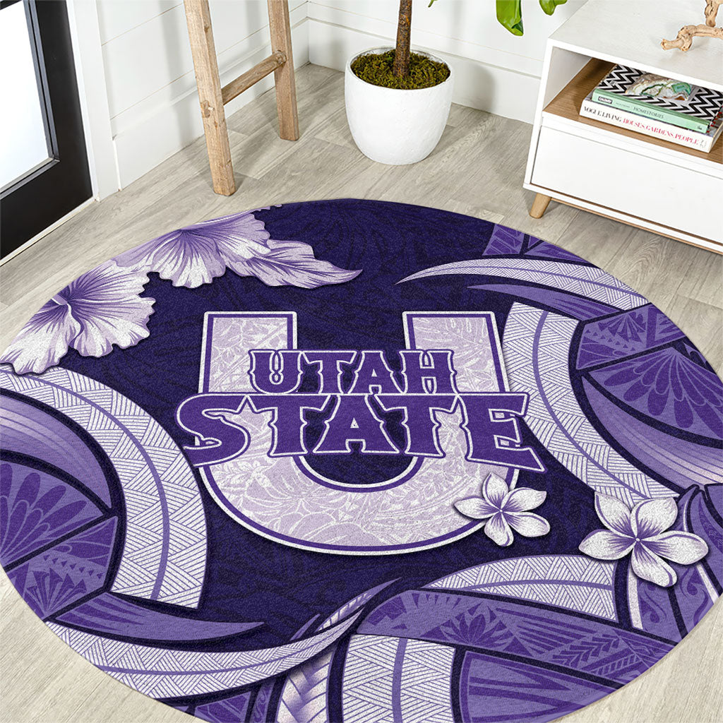 Utah State Polynesian Heritage Round Carpet Floral Tribal Pattern Tropical Flowers LT05 Purple - Polynesian Pride