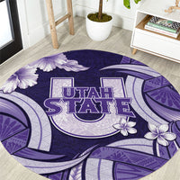 Utah State Polynesian Heritage Round Carpet Floral Tribal Pattern Tropical Flowers LT05 Purple - Polynesian Pride