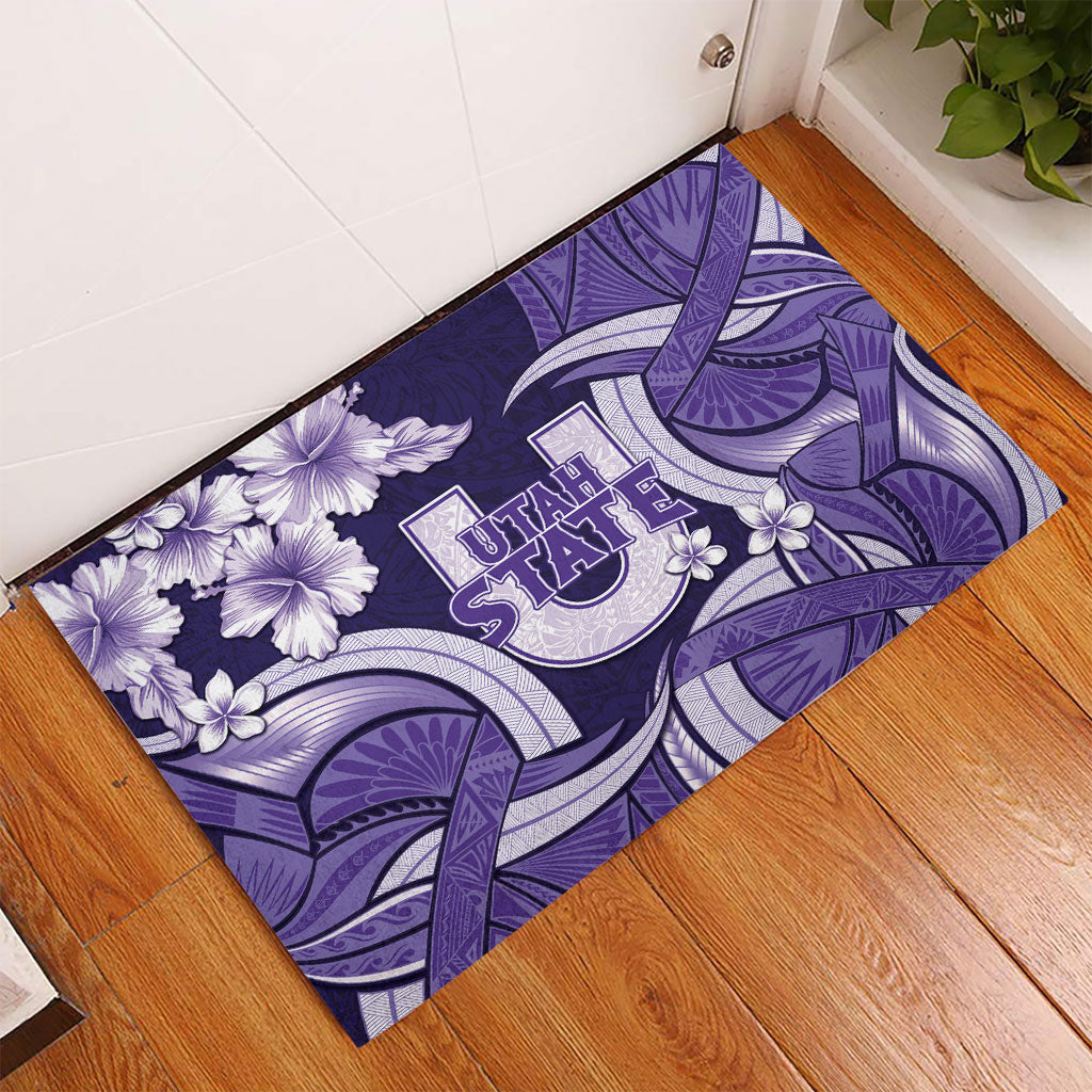 Utah State Polynesian Heritage Rubber Doormat Floral Tribal Pattern Tropical Flowers LT05 - Polynesian Pride