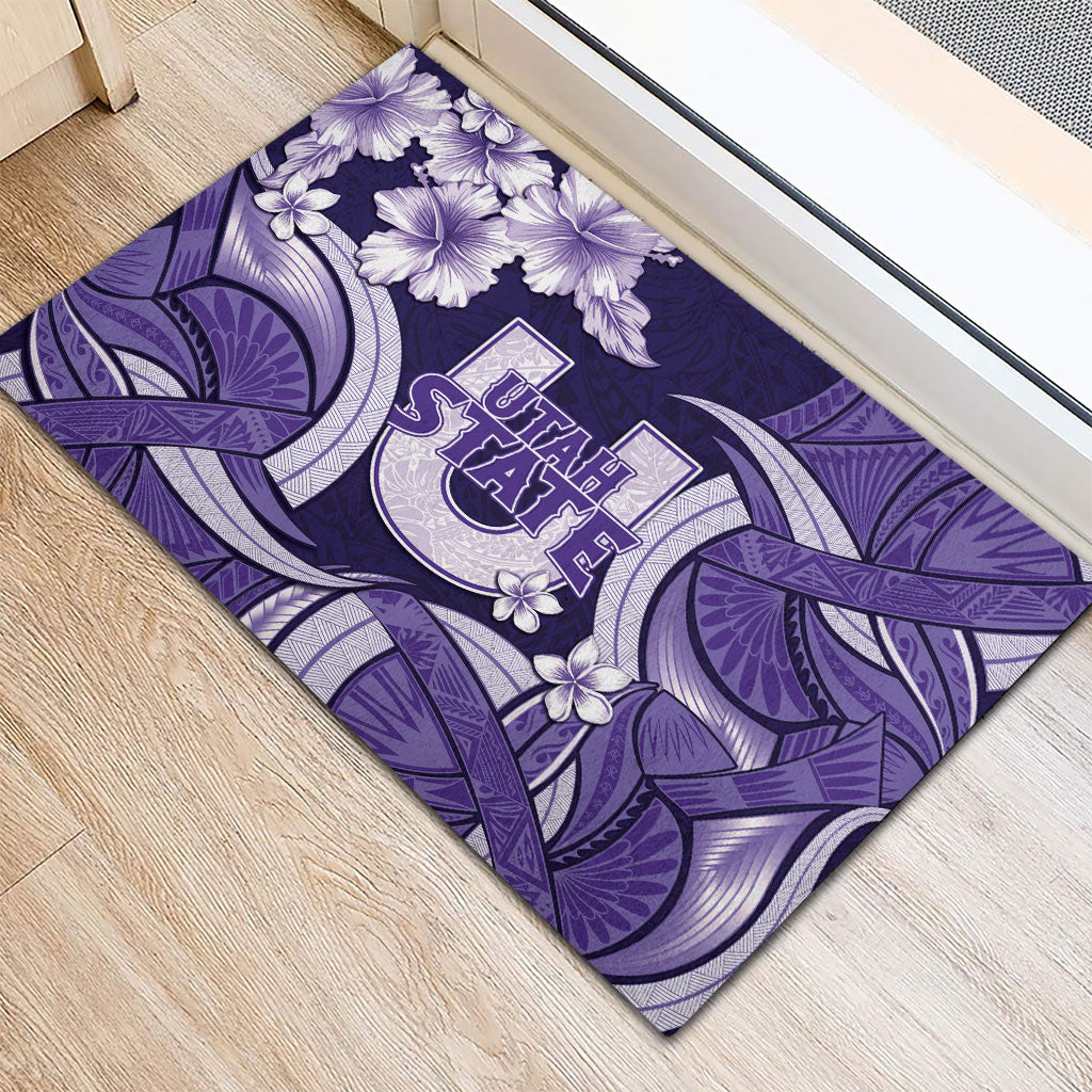 Utah State Polynesian Heritage Rubber Doormat Floral Tribal Pattern Tropical Flowers LT05 - Polynesian Pride