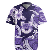 Utah State Polynesian Heritage Rugby Jersey Floral Tribal Pattern Tropical Flowers LT05 Purple - Polynesian Pride