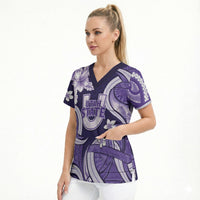 Utah State Polynesian Heritage Scrub Top Floral Tribal Pattern Tropical Flowers LT05 - Polynesian Pride