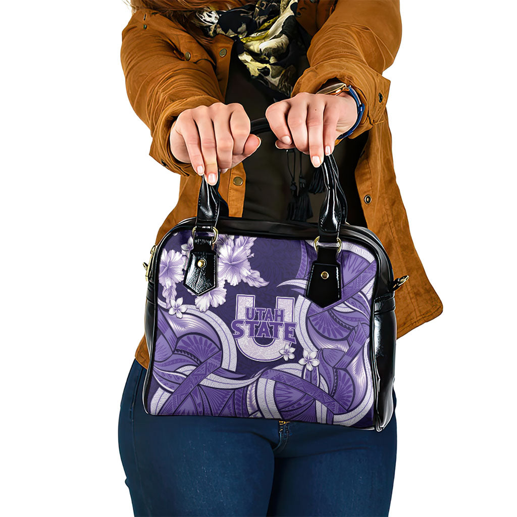 Utah State Polynesian Heritage Shoulder Handbag Floral Tribal Pattern Tropical Flowers LT05 One Size Purple - Polynesian Pride