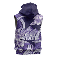 Utah State Polynesian Heritage Sleeveless Hoodie Floral Tribal Pattern Tropical Flowers LT05 - Polynesian Pride