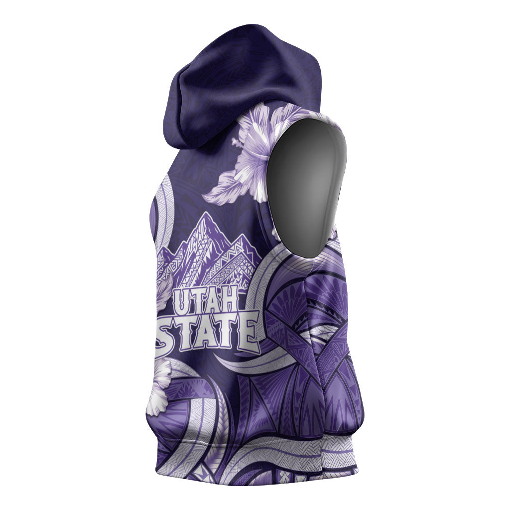 Utah State Polynesian Heritage Sleeveless Hoodie Floral Tribal Pattern Tropical Flowers LT05 - Polynesian Pride