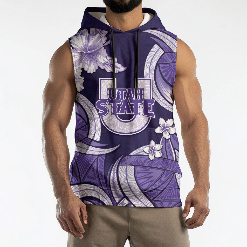 Utah State Polynesian Heritage Sleeveless Hoodie Floral Tribal Pattern Tropical Flowers LT05 - Polynesian Pride