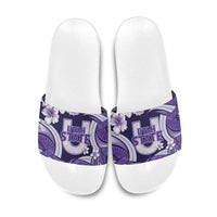 Utah State Polynesian Heritage Slide Sandals Floral Tribal Pattern Tropical Flowers LT05 Purple - Polynesian Pride
