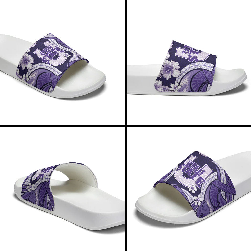 Utah State Polynesian Heritage Slide Sandals Floral Tribal Pattern Tropical Flowers LT05 - Polynesian Pride