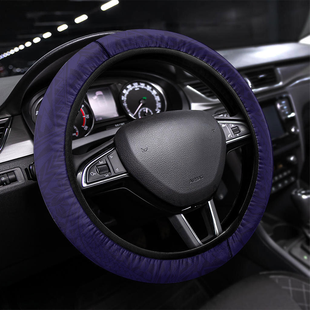 Utah State Polynesian Heritage Steering Wheel Cover Floral Tribal Pattern Tropical Flowers LT05 Universal Fit Purple - Polynesian Pride