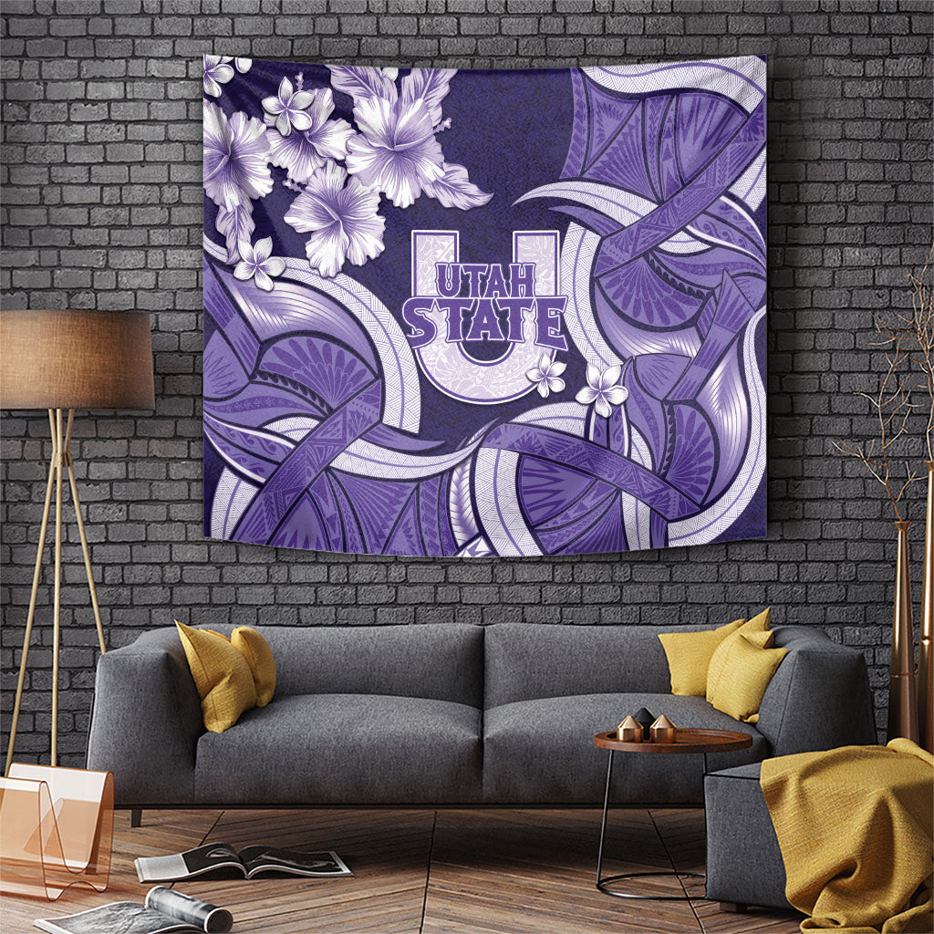 Utah State Polynesian Heritage Tapestry Floral Tribal Pattern Tropical Flowers LT05 Purple - Polynesian Pride
