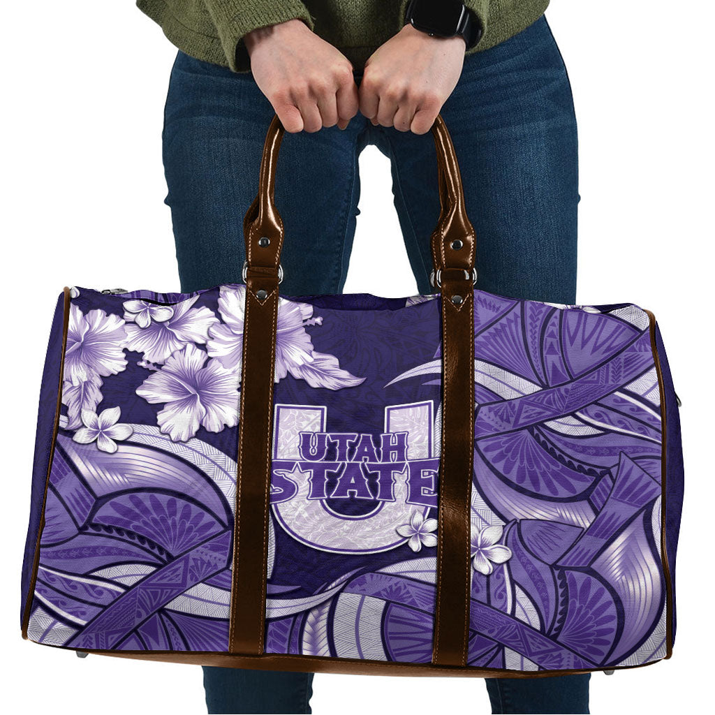 Utah State Polynesian Heritage Travel Bag Floral Tribal Pattern Tropical Flowers LT05 Purple - Polynesian Pride