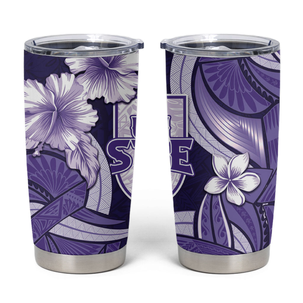 Utah State Polynesian Heritage Tumbler Cup Floral Tribal Pattern Tropical Flowers LT05 Purple - Polynesian Pride