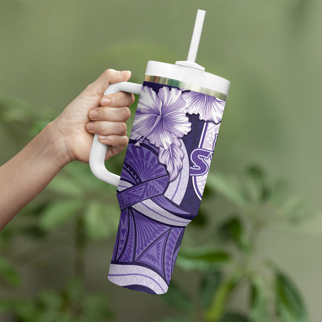 Utah State Polynesian Heritage Tumbler With Handle Floral Tribal Pattern Tropical Flowers LT05 - Polynesian Pride