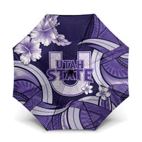 Utah State Polynesian Heritage Umbrella Floral Tribal Pattern Tropical Flowers LT05 One Size Folded 11.42 inch Opened Diameter 37.4 inch Purple - Polynesian Pride