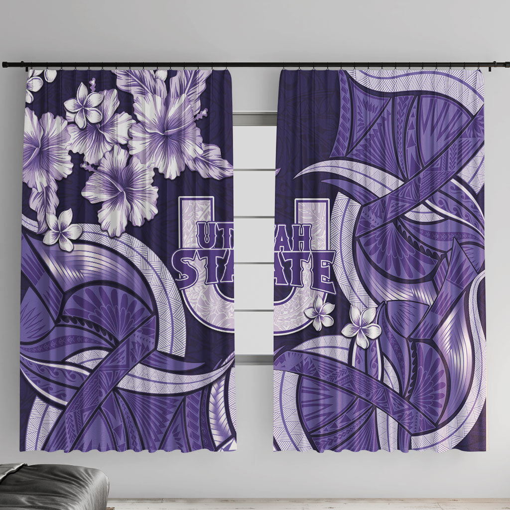 Utah State Polynesian Heritage Window Curtain Floral Tribal Pattern Tropical Flowers LT05 With Hooks Purple - Polynesian Pride
